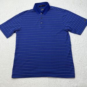 Vintage Nike Dri Fit Tiger Woods Collection Men's Small Blue Striped Polo